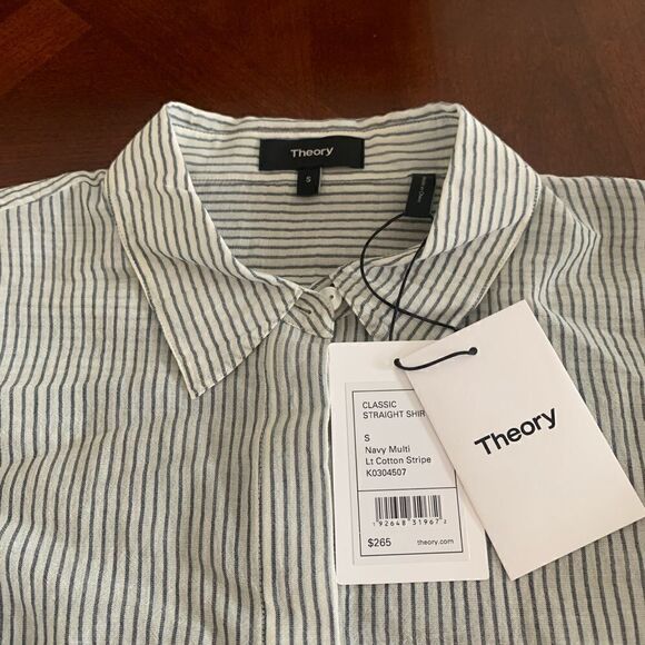 💙Theory classic straight woven thin organic cotton shirt💙 size M, NWT - Picture 7 of 10